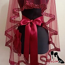 GELİN DUVAĞI BORDO - KALIN PUL BİYELİ