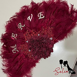 BORDO GELİN YELPAZESİ (İSİMLİ)