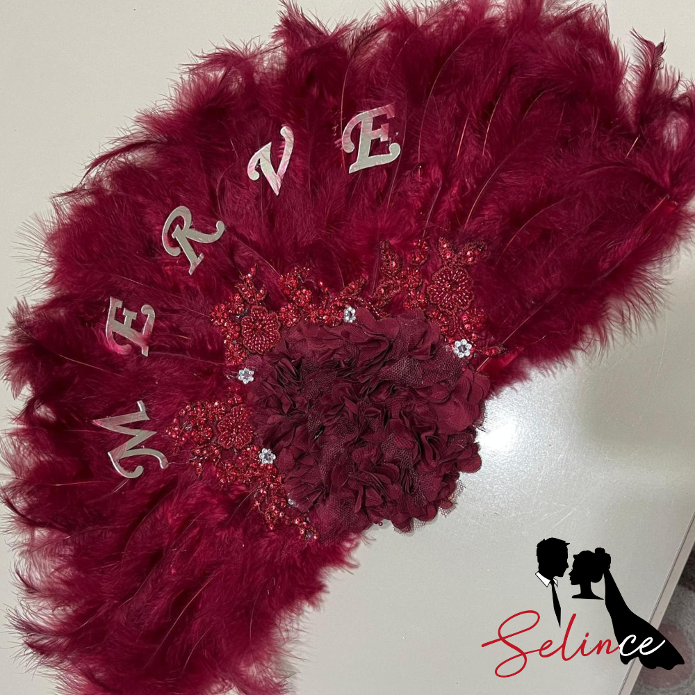 BORDO GELİN YELPAZESİ (İSİMLİ)