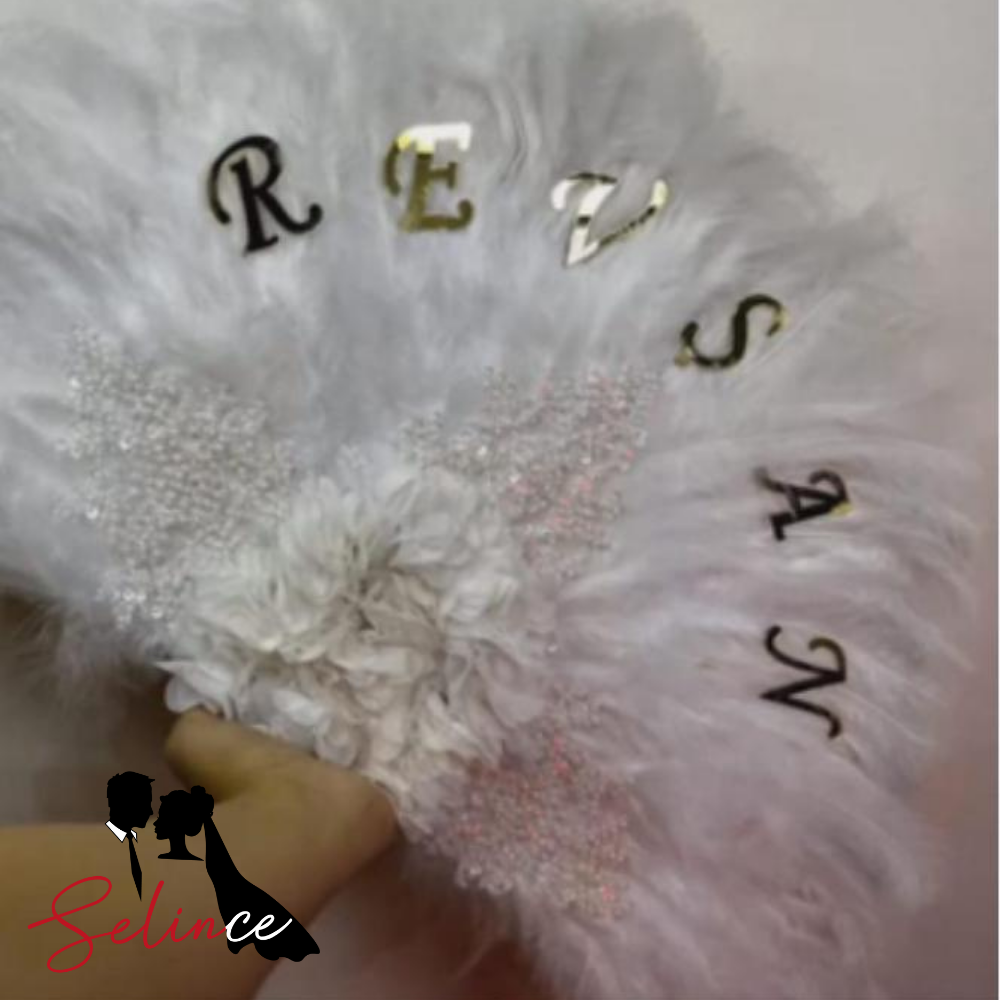 BEYAZ GELİN YELPAZESİ (İSİMLİ)