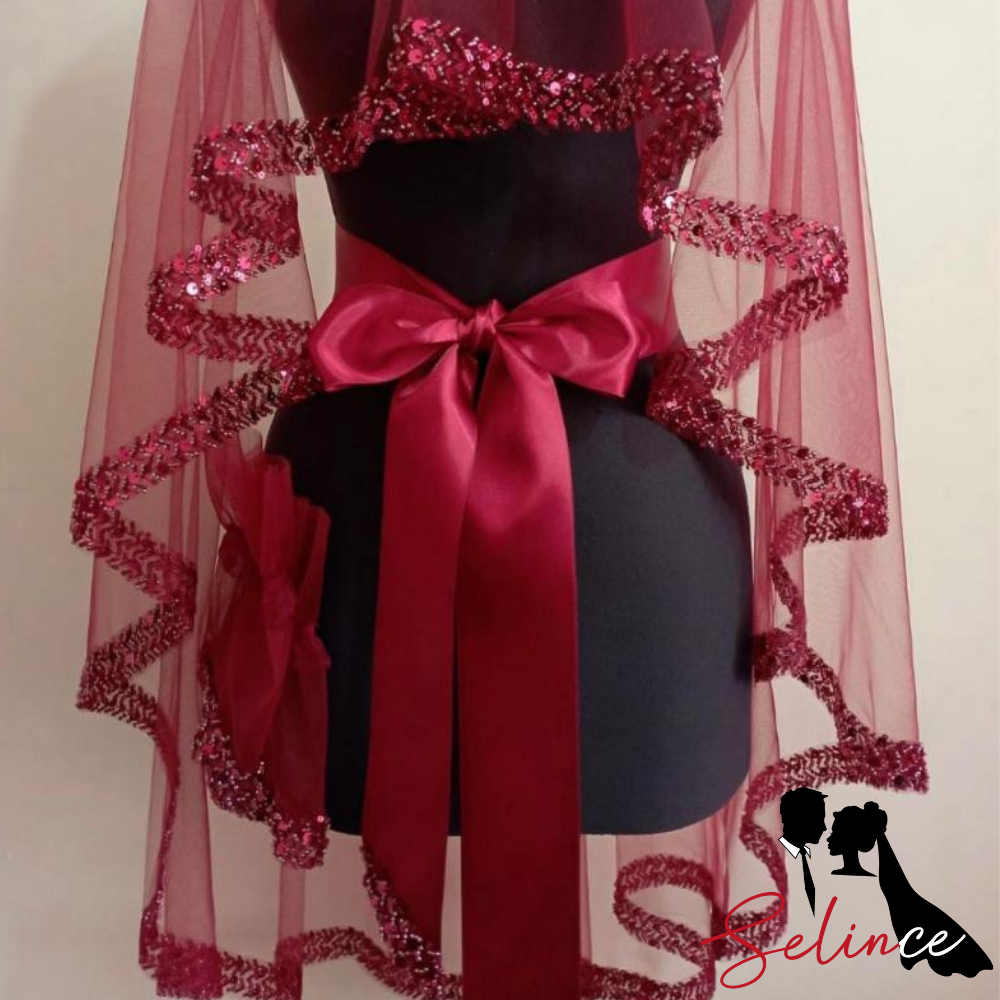 GELİN DUVAĞI BORDO - KALIN PUL BİYELİ